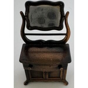 Vintage 1976 Durham Ind‎ Die cast Metal Dollhouse Dresser with Mirror Figurine